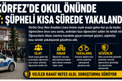 KÖRFEZ’DE OKUL ÖNÜNDE TEHDİT: ŞÜPHELİ KISA SÜREDE YAKALANDI